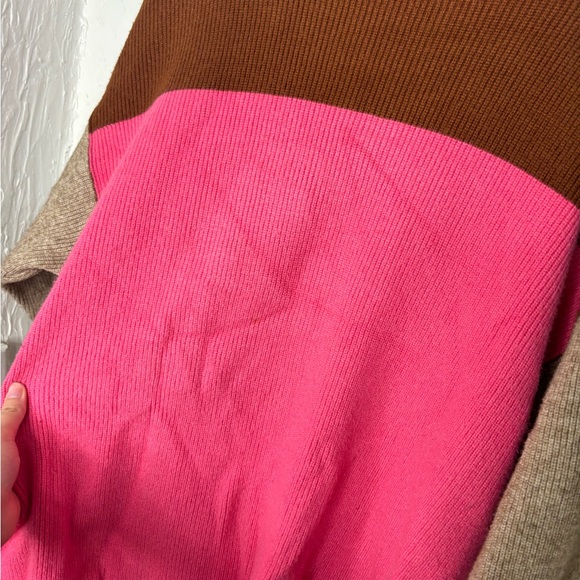 Free People Blue Softly Structured Color Block Sweater Oversized XS - Picture 4 of 6